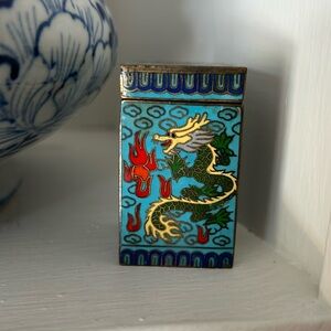CLOISONNE ENAMEL DRAGON CANISTER SNUFF JAR BOX